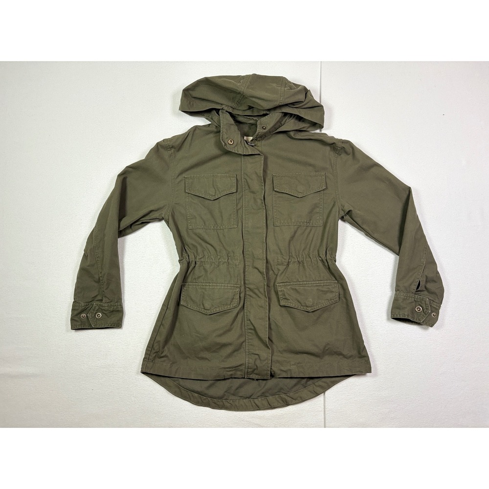 Universal Thread Olive Green Utility Anorak Jacket Womens XS Hooded Cotton Field